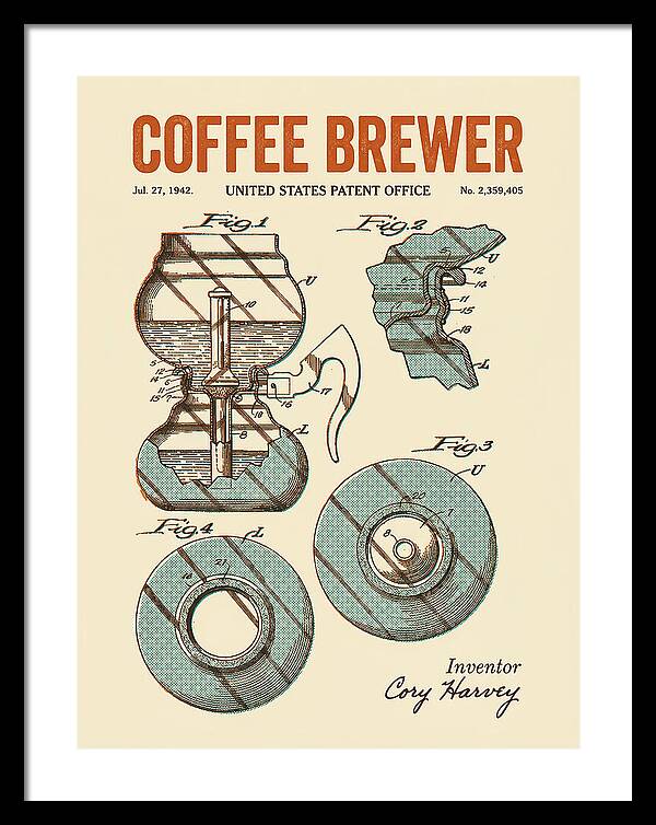 Vacuum Coffee Brewer Retro Patent Us2359405a
