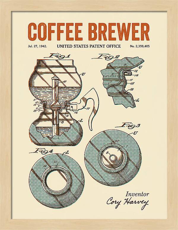 Vacuum Coffee Brewer Retro Patent Us2359405a