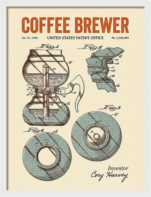 Vacuum Coffee Brewer Retro Patent Us2359405a