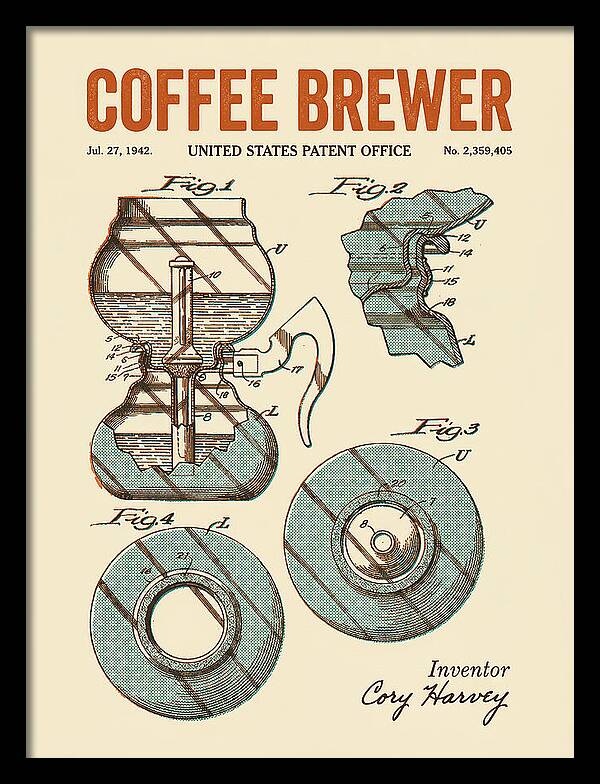 Vacuum Coffee Brewer Retro Patent Us2359405a