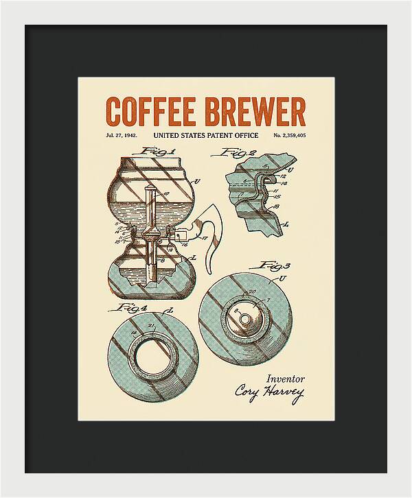 Vacuum Coffee Brewer Retro Patent Us2359405a