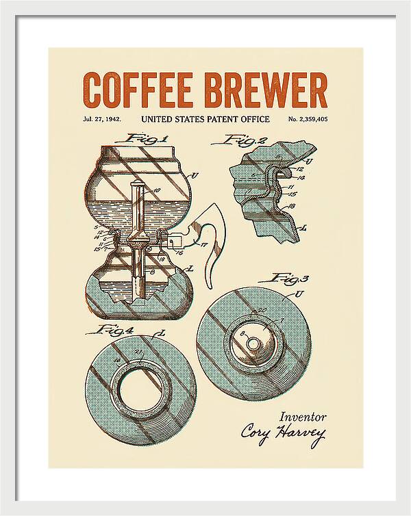 Vacuum Coffee Brewer Retro Patent Us2359405a