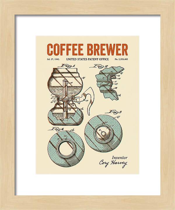 Vacuum Coffee Brewer Retro Patent Us2359405a