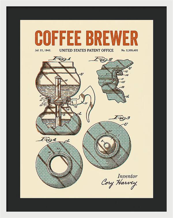 Vacuum Coffee Brewer Retro Patent Us2359405a