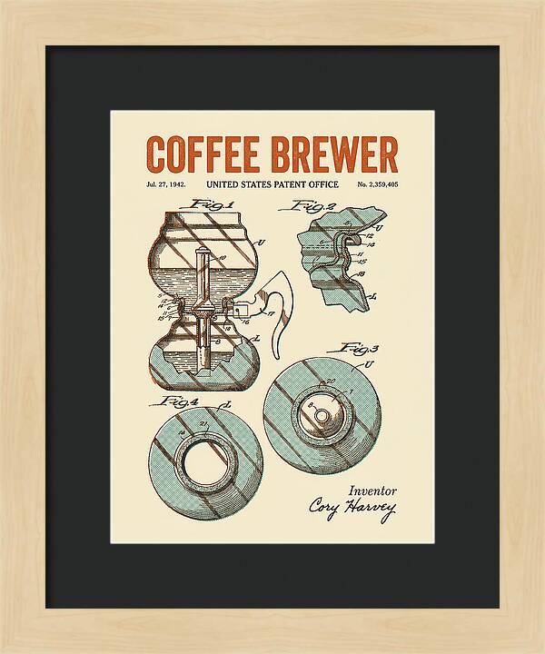 Vacuum Coffee Brewer Retro Patent Us2359405a