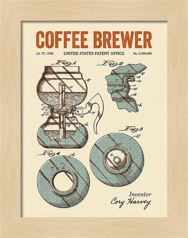 Vacuum Coffee Brewer Retro Patent Us2359405a