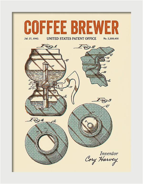 Vacuum Coffee Brewer Retro Patent Us2359405a