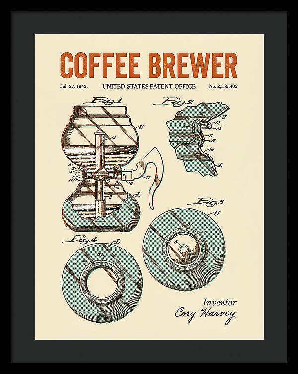 Vacuum Coffee Brewer Retro Patent Us2359405a