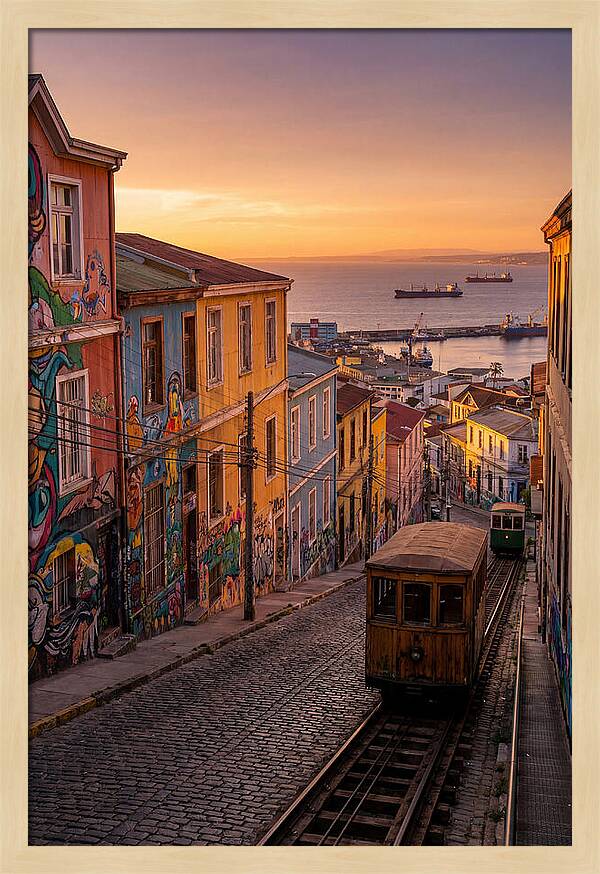 Valparaiso Hillside At Golden Hour