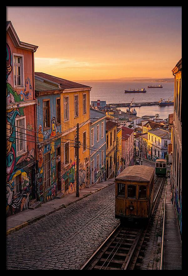 Valparaiso Hillside At Golden Hour