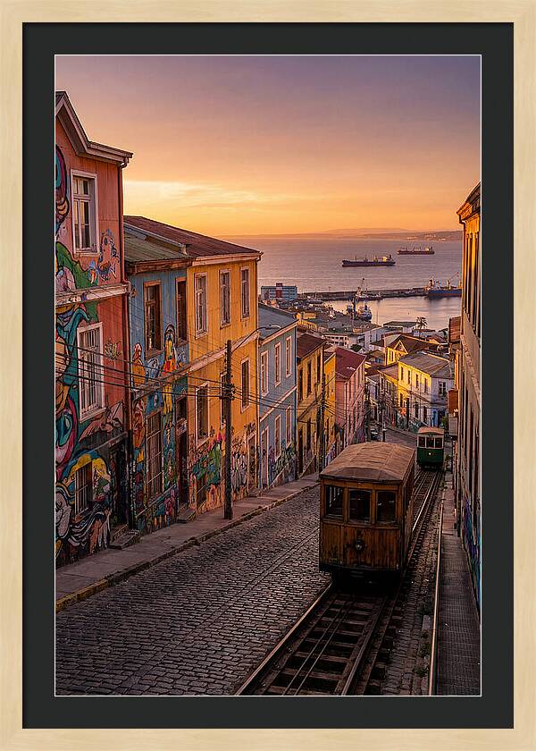 Valparaiso Hillside At Golden Hour