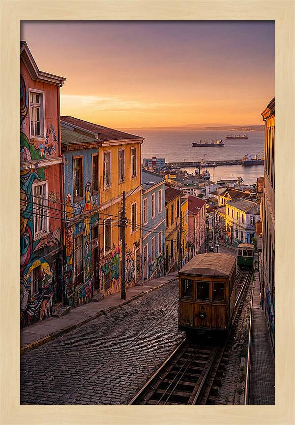 Valparaiso Hillside At Golden Hour
