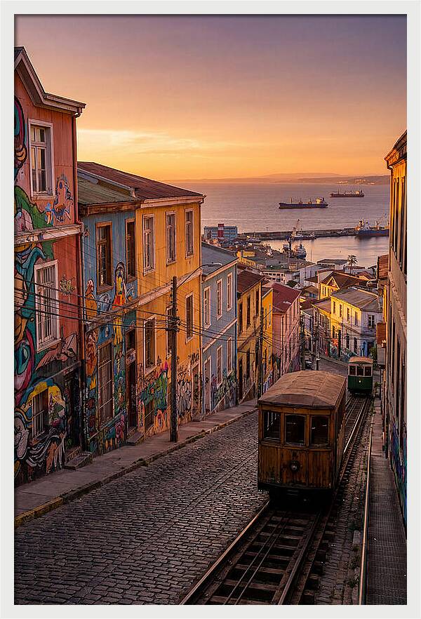 Valparaiso Hillside At Golden Hour