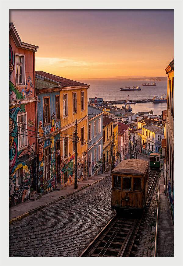 Valparaiso Hillside At Golden Hour