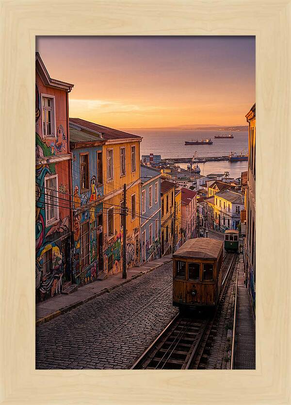 Valparaiso Hillside At Golden Hour