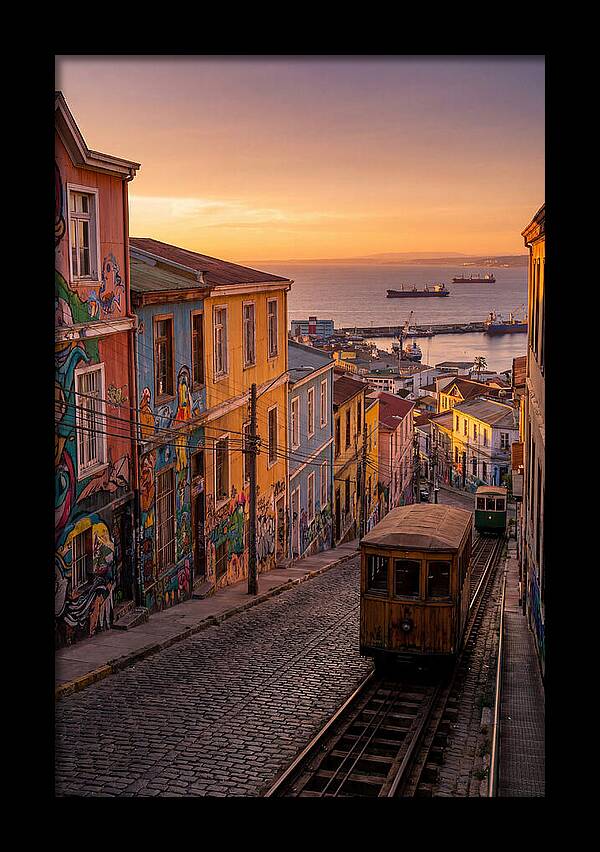 Valparaiso Hillside At Golden Hour