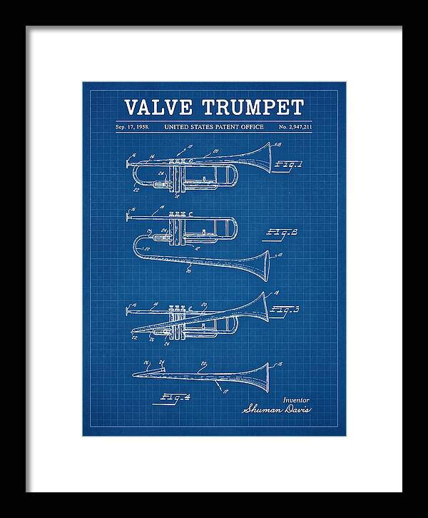 Valve Trumpet Blueprint Patent Us2947211a