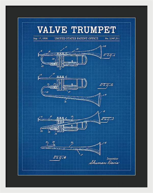 Valve Trumpet Blueprint Patent Us2947211a