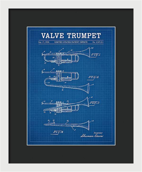 Valve Trumpet Blueprint Patent Us2947211a