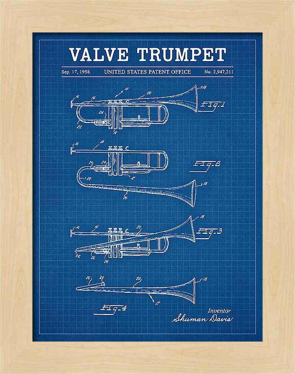 Valve Trumpet Blueprint Patent Us2947211a
