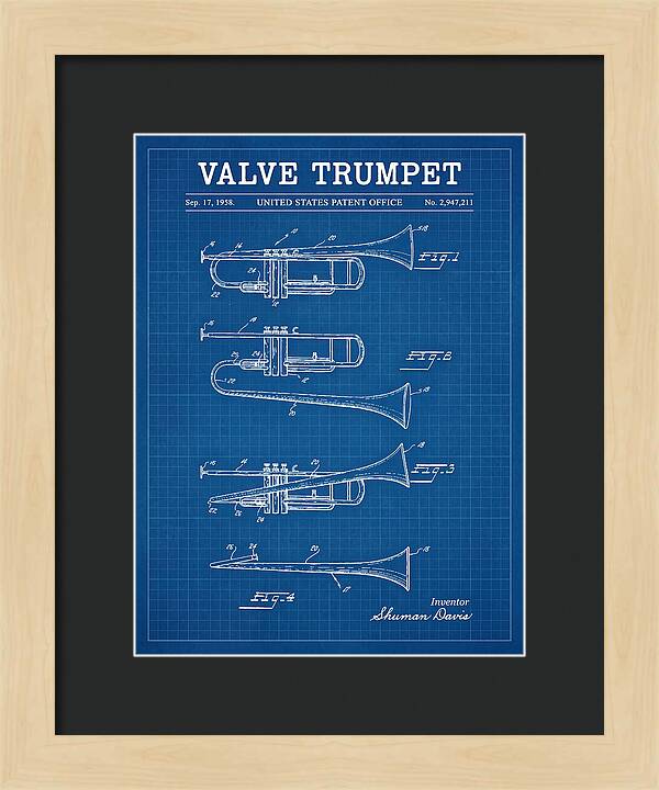 Valve Trumpet Blueprint Patent Us2947211a