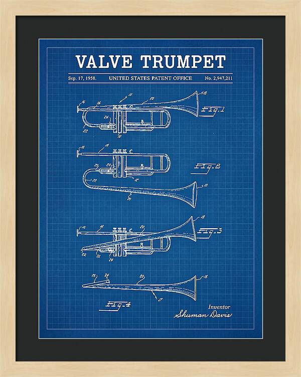 Valve Trumpet Blueprint Patent Us2947211a
