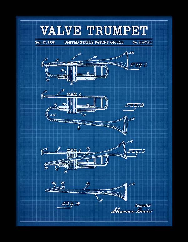 Valve Trumpet Blueprint Patent Us2947211a