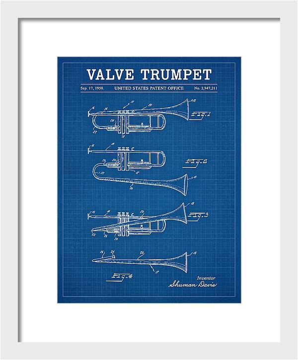 Valve Trumpet Blueprint Patent Us2947211a
