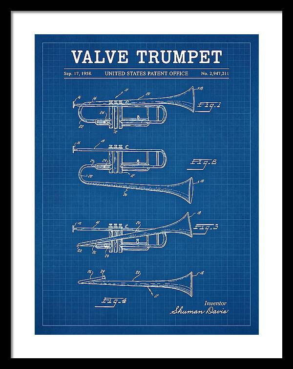 Valve Trumpet Blueprint Patent Us2947211a