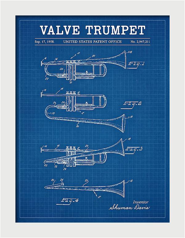 Valve Trumpet Blueprint Patent Us2947211a