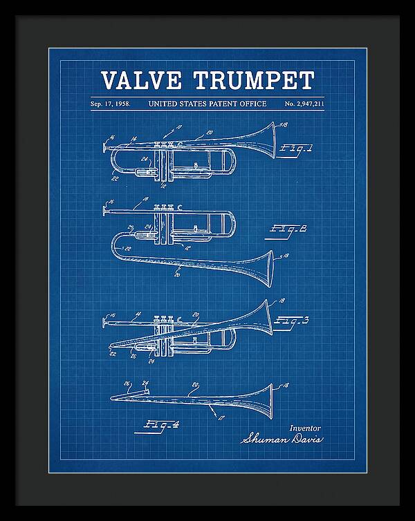 Valve Trumpet Blueprint Patent Us2947211a