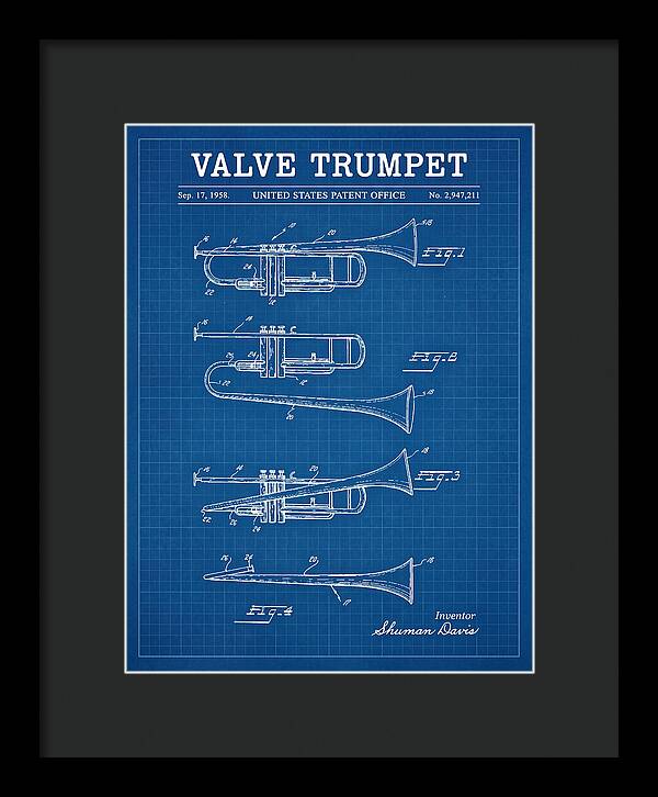 Valve Trumpet Blueprint Patent Us2947211a