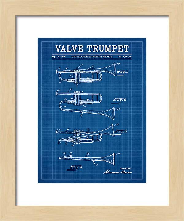 Valve Trumpet Blueprint Patent Us2947211a