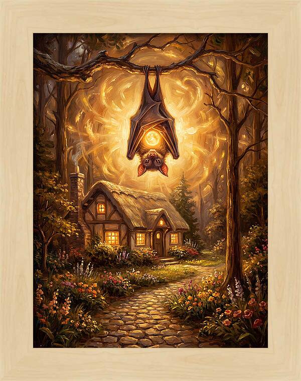 Vampire Bat Over Cottage