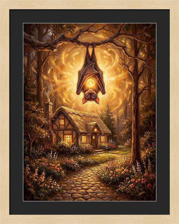 Vampire Bat Over Cottage