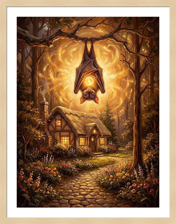 Vampire Bat Over Cottage