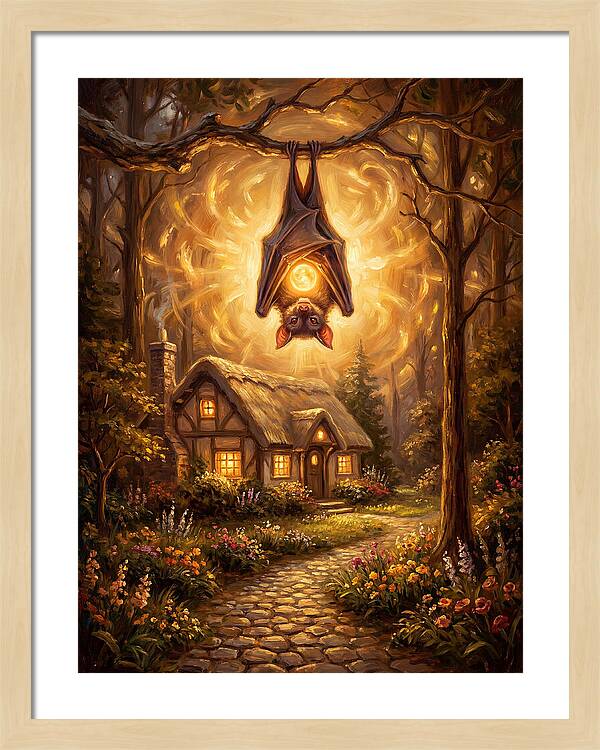 Vampire Bat Over Cottage