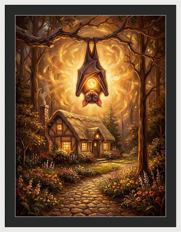 Vampire Bat Over Cottage