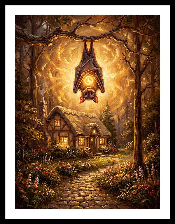 Vampire Bat Over Cottage