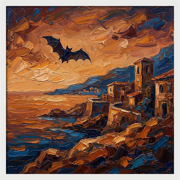 Vampire Bat Over Mediterranean Coast
