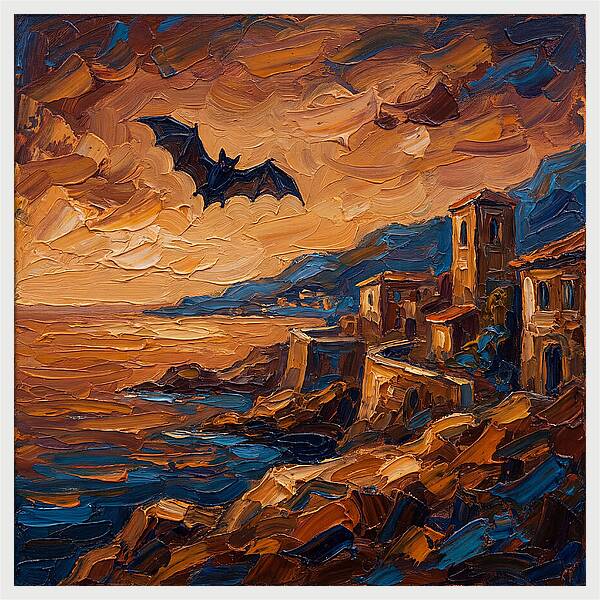 Vampire Bat Over Mediterranean Coast