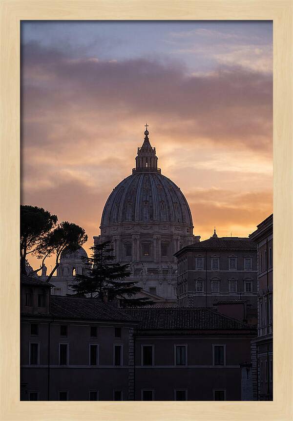 Vatican Dome At Sunset