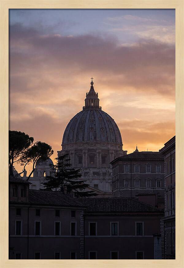 Vatican Dome At Sunset