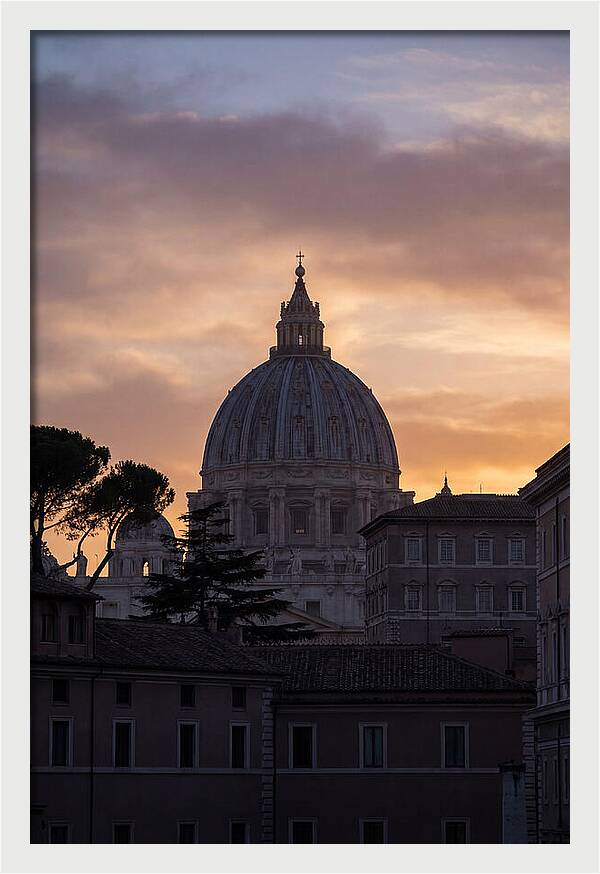 Vatican Dome At Sunset