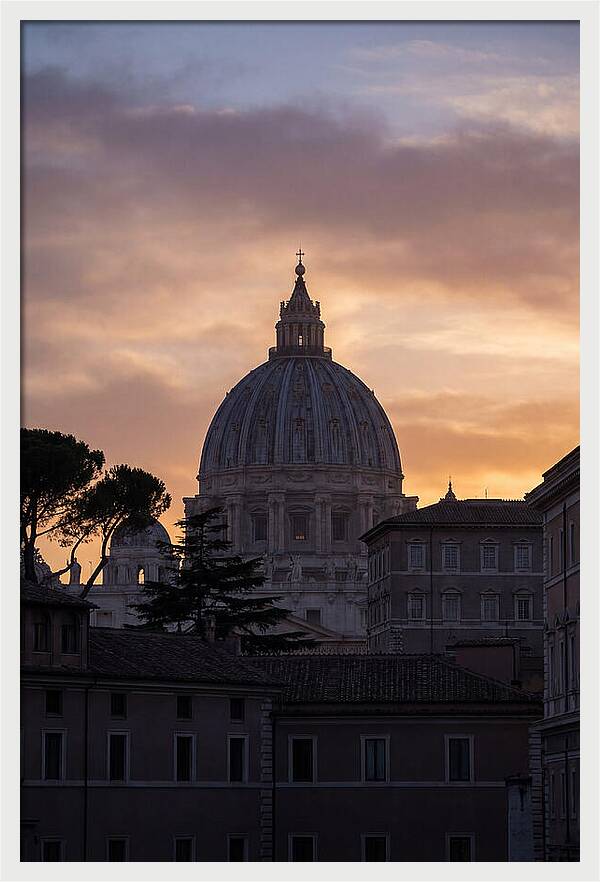 Vatican Dome At Sunset