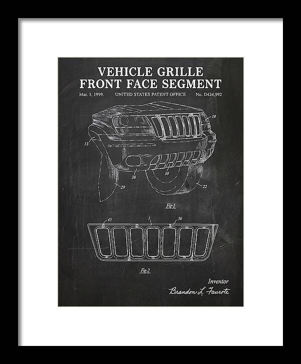 Vehicle Grille Front Face Segment Jeep Grand Cherokee Chalkboard Patent Usd424992s