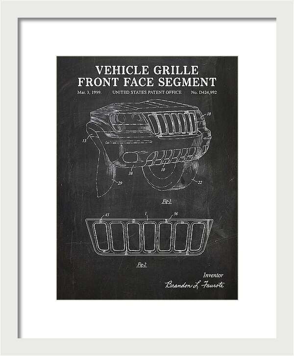 Vehicle Grille Front Face Segment Jeep Grand Cherokee Chalkboard Patent Usd424992s
