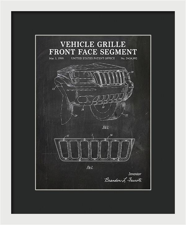 Vehicle Grille Front Face Segment Jeep Grand Cherokee Chalkboard Patent Usd424992s