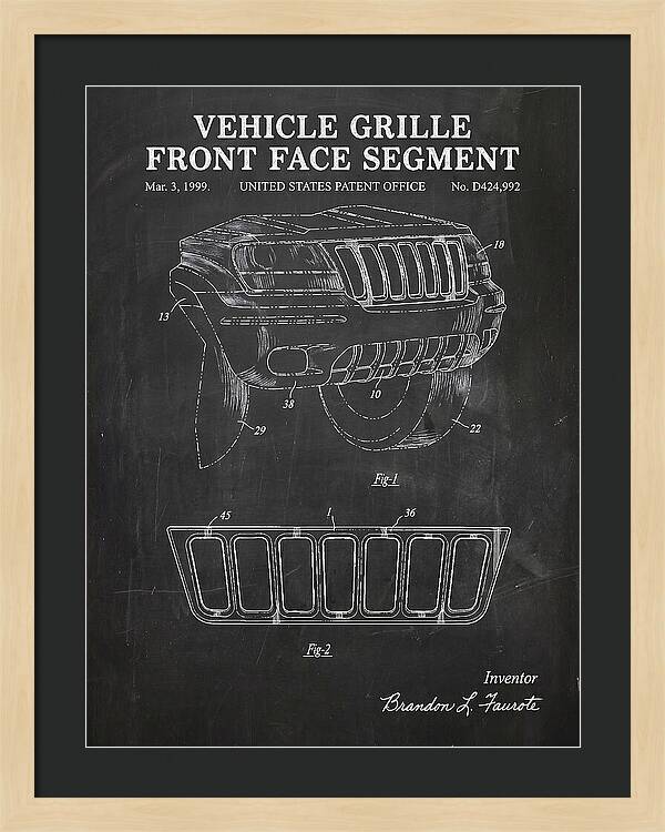 Vehicle Grille Front Face Segment Jeep Grand Cherokee Chalkboard Patent Usd424992s