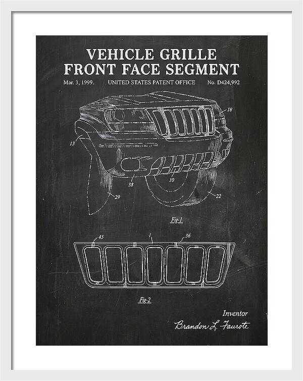 Vehicle Grille Front Face Segment Jeep Grand Cherokee Chalkboard Patent Usd424992s